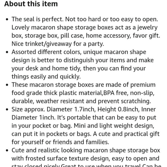 NWT plastic macaron trinket box. Perfect for jewelry, party favors, meds. - Picture 7 of 11